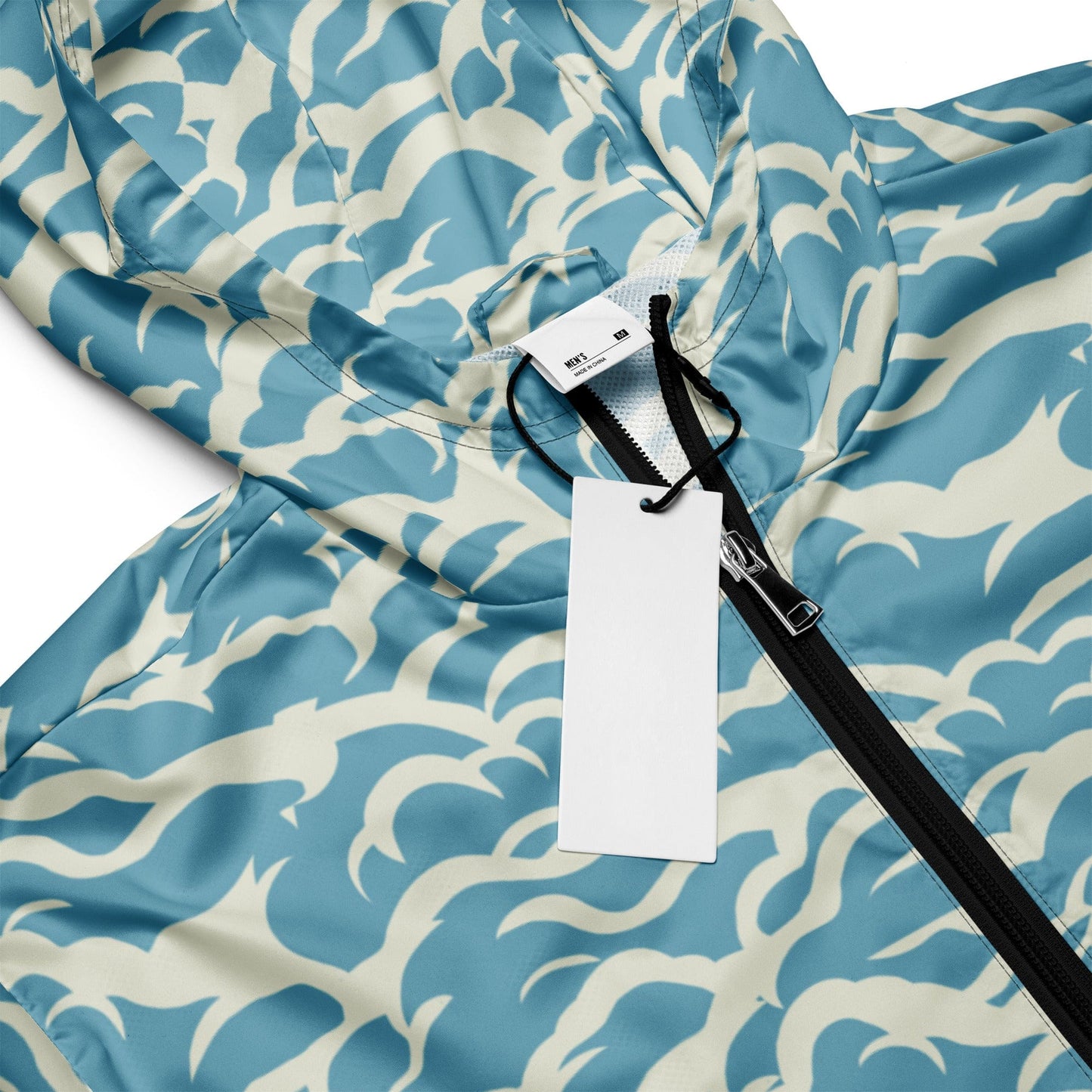 Blue Ocean Waves Pattern Men's Windbreaker