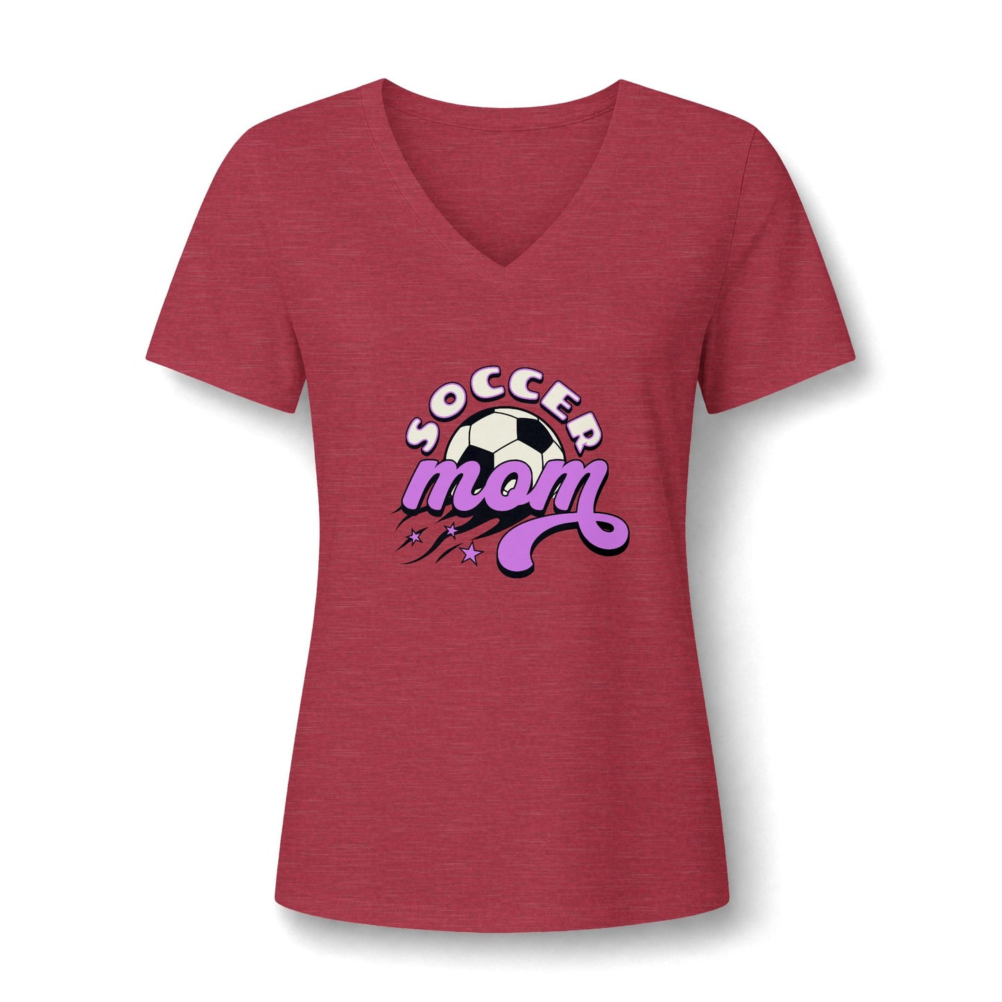 Chic Retro Bold Soccer Mom Graphic Women's V-Neck T-Shirt for Casual Wear