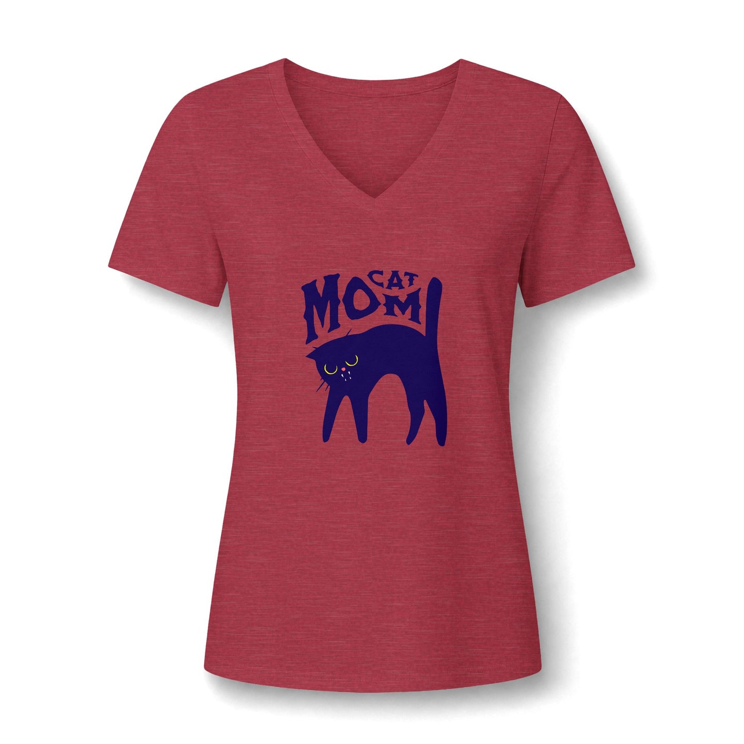 Soft Relaxed Fit Women's Cat Mom V-Neck T-Shirt Casual Wear