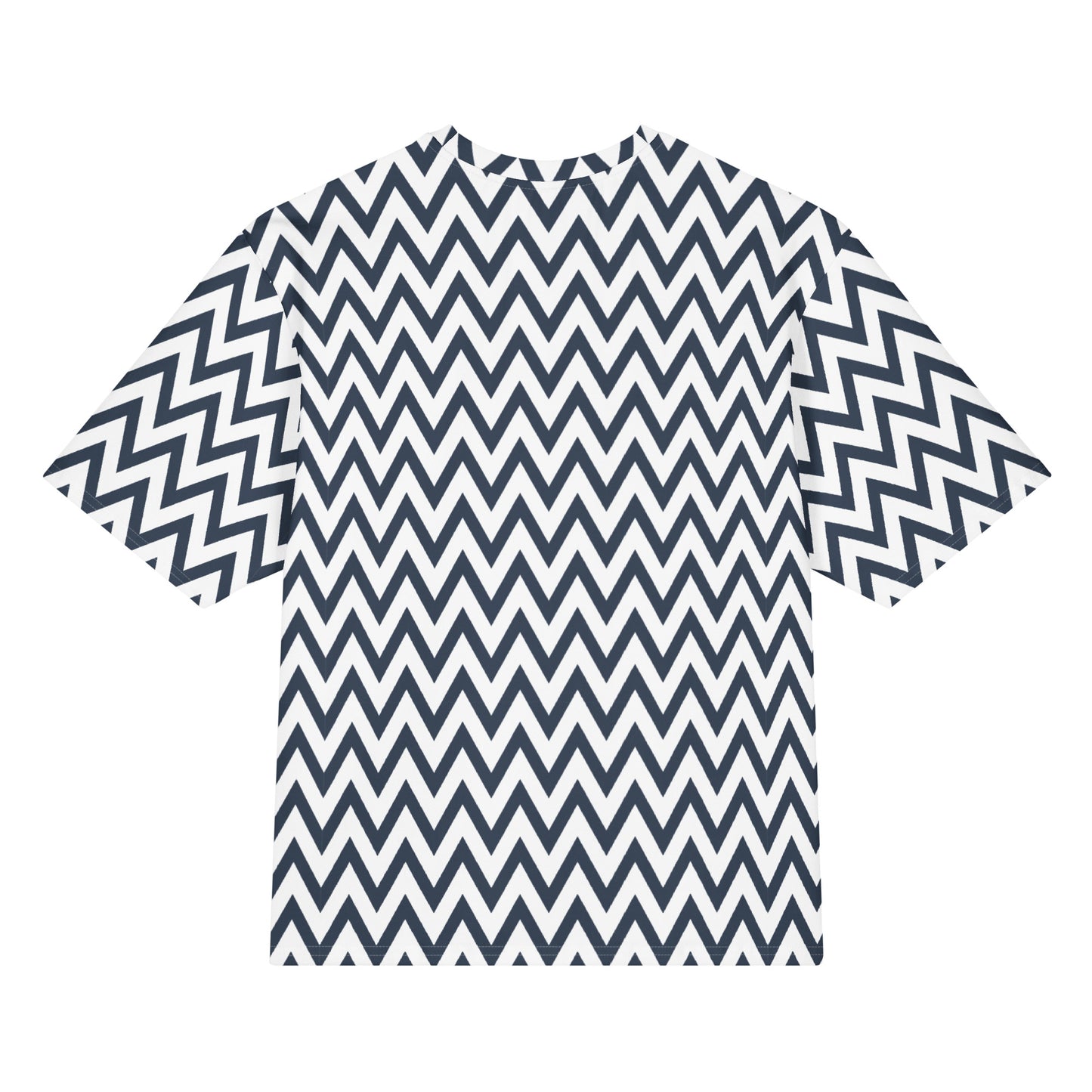 Stylish Chevron Zigzag Geometric Oversized Cotton T-Shirt for Casual Street Wear
