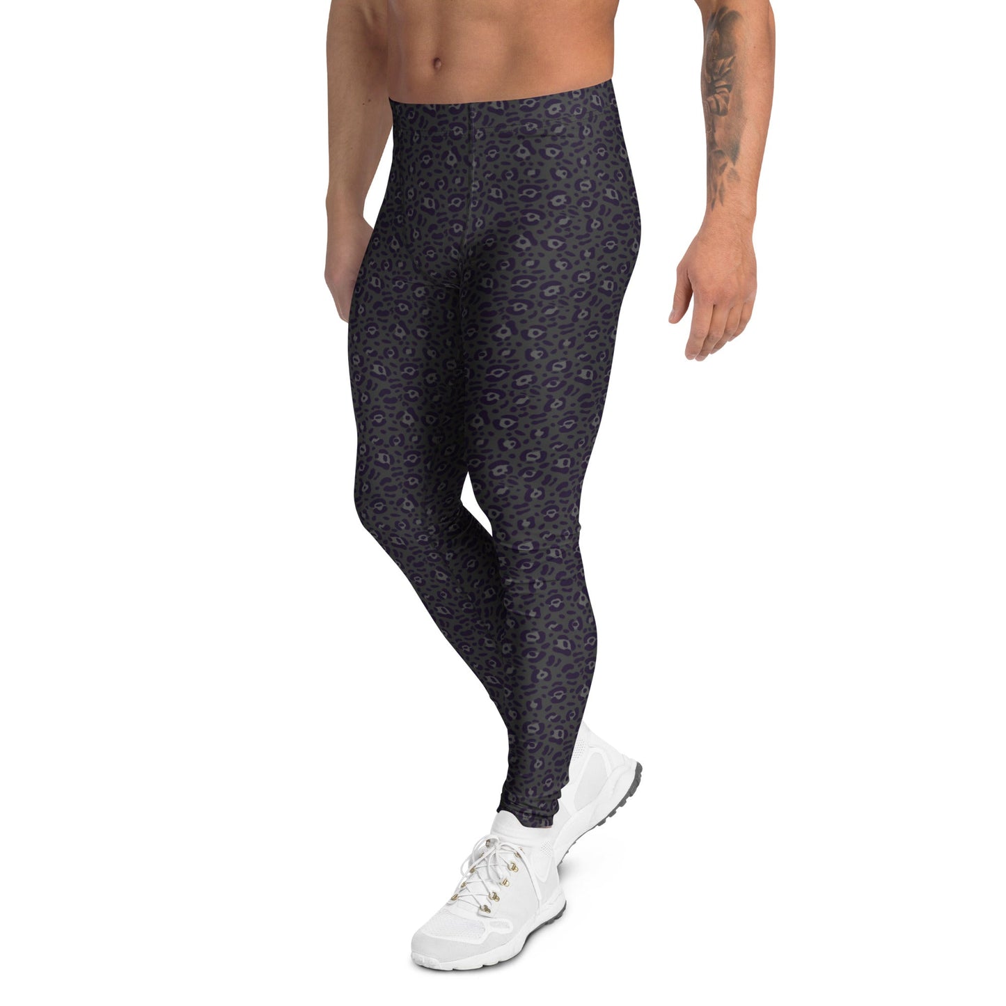 Stylish Comfortable Men's Leggings Black Leopard Print for Active Wear
