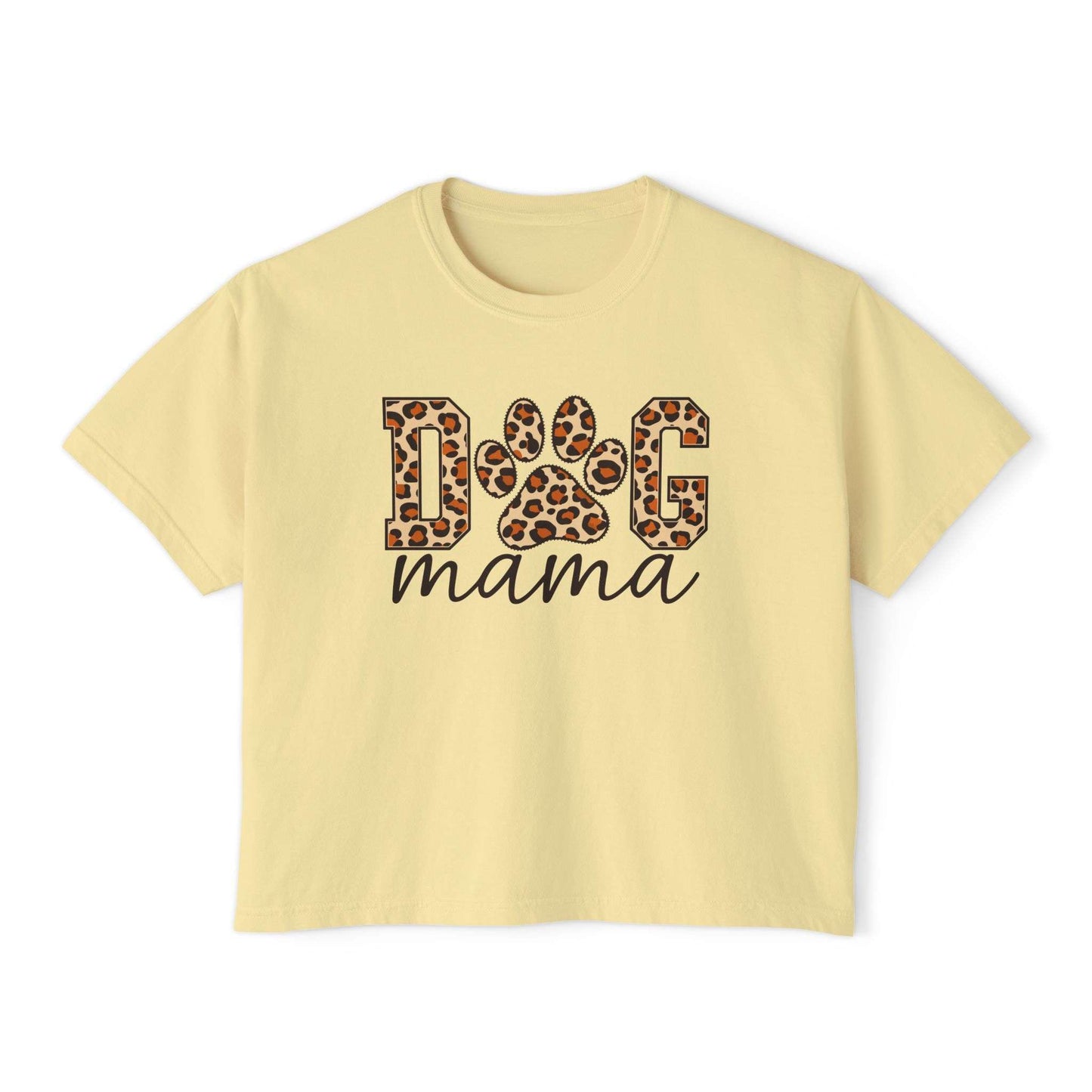 Dog Mama Leopard Paw Print Women's Boxy T-Shirt Casual Wear Add playful pet-parent style to your wardrobe with the Dog Mama Leopard Paw Print Women's Boxy T-Shirt Casual Wear and its eye-catching design. Celebrate your favorite furry friend with the Dog Mama Leopard Paw Print Women's Boxy T-Shirt, made for stylish, comfortable casual looks.