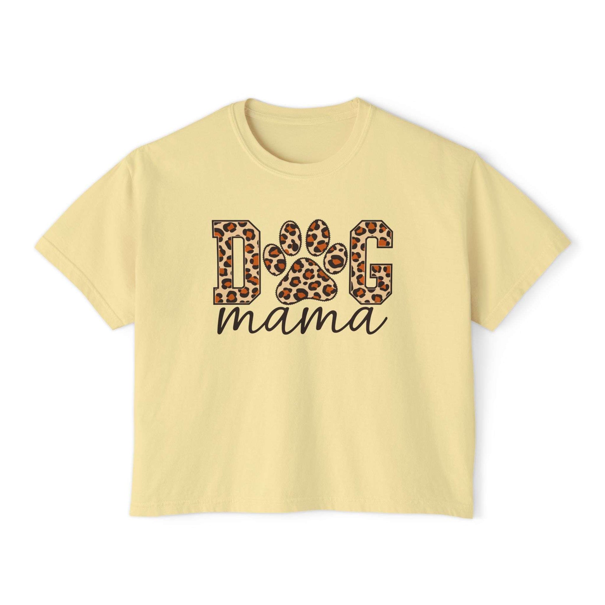 Dog Mama Leopard Paw Print Women's Boxy T-Shirt Casual Wear Add playful pet-parent style to your wardrobe with the Dog Mama Leopard Paw Print Women's Boxy T-Shirt Casual Wear and its eye-catching design. Celebrate your favorite furry friend with the Dog Mama Leopard Paw Print Women's Boxy T-Shirt, made for stylish, comfortable casual looks.