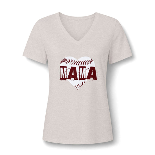Baseball MAMA Graphic Women's V-Neck T-Shirt