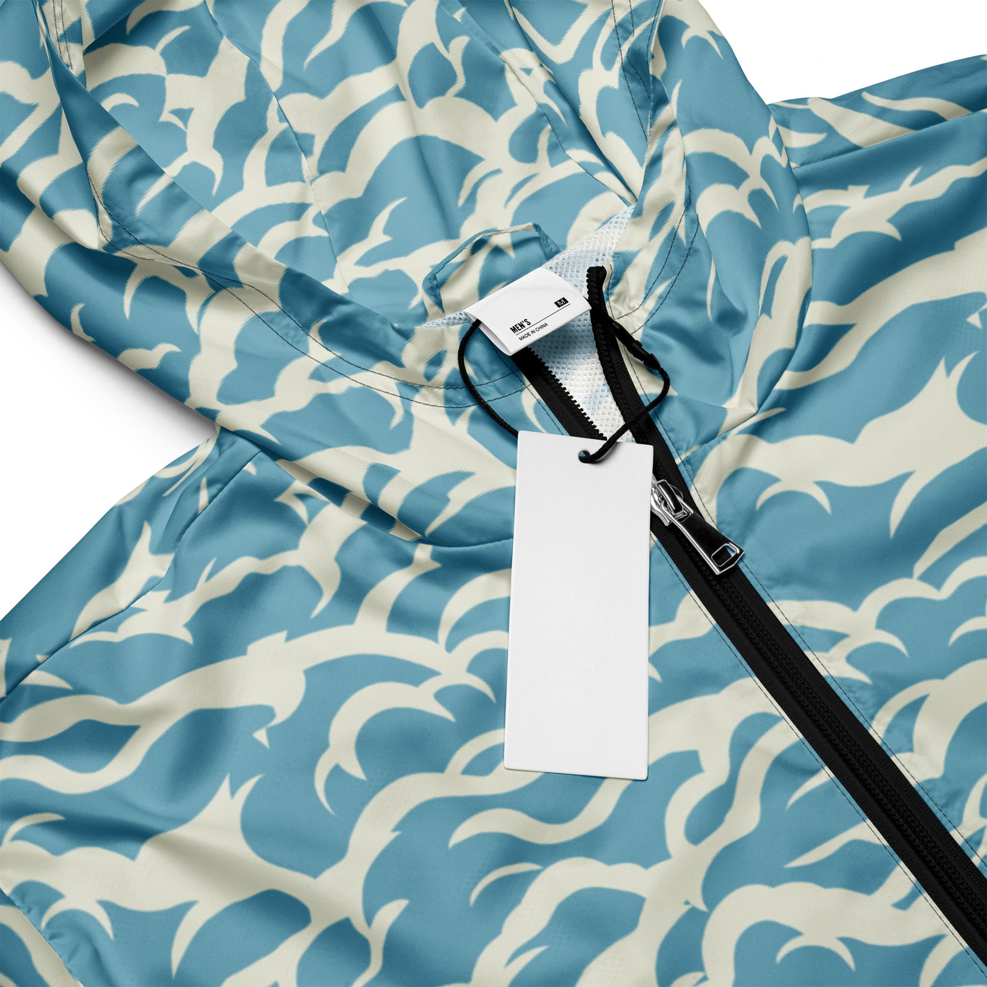 Blue Ocean Waves Pattern Men's Windbreaker