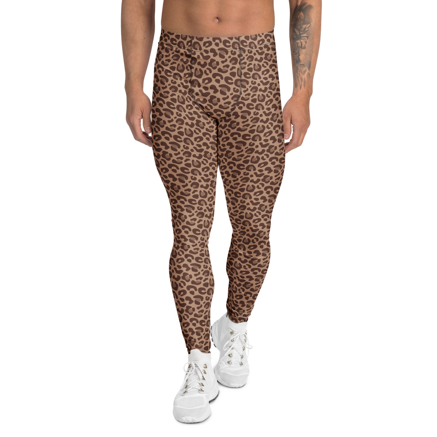 Bold Brown Leopard Skin Men’s Athletic Leggings