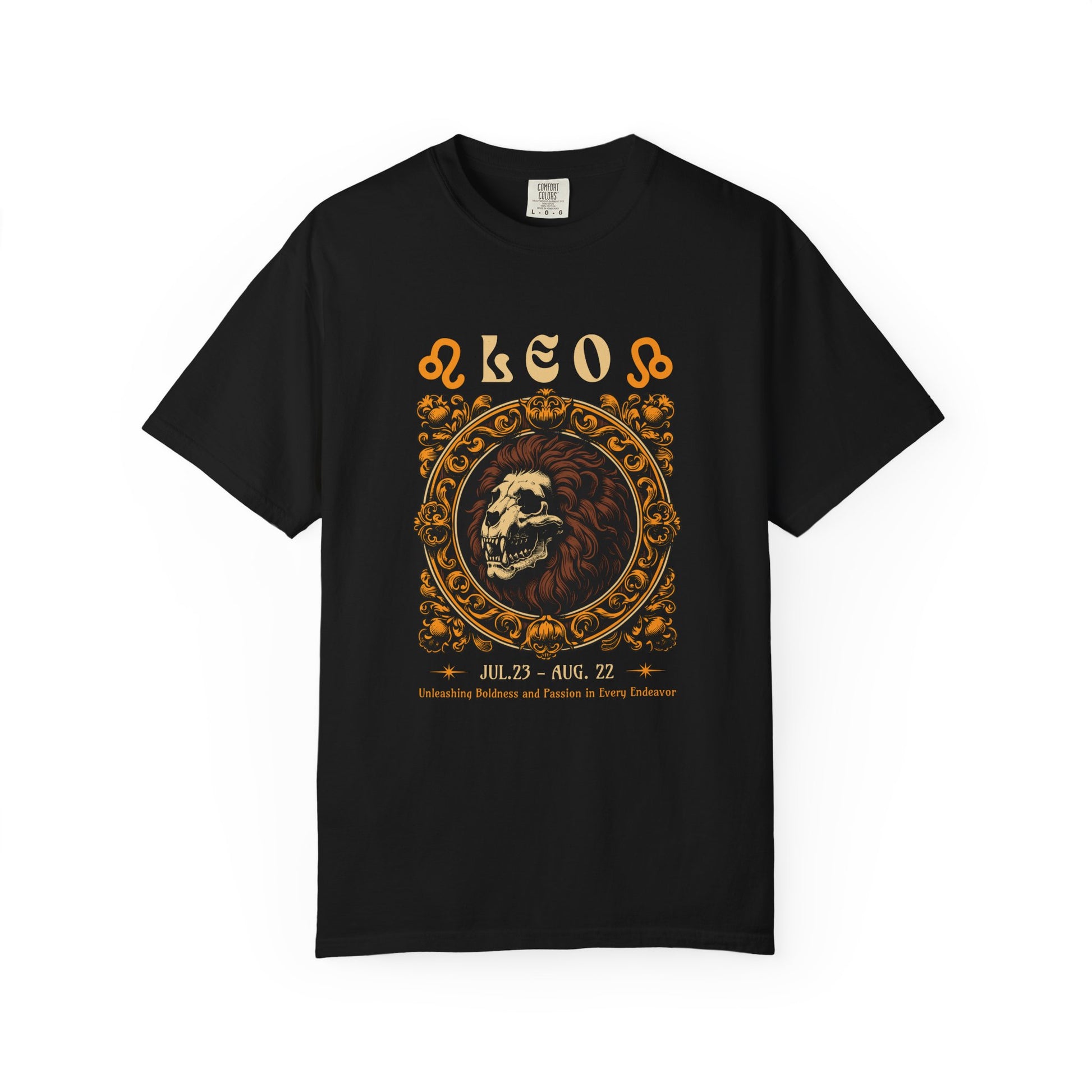 Bold Zodiac Skull Lion Leo Sign T-Shirt for Casual Wear