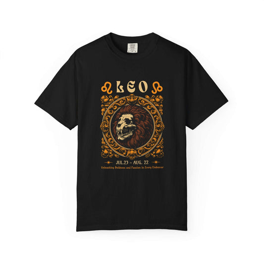 Bold Zodiac Skull Lion Leo Sign T-Shirt for Casual Wear