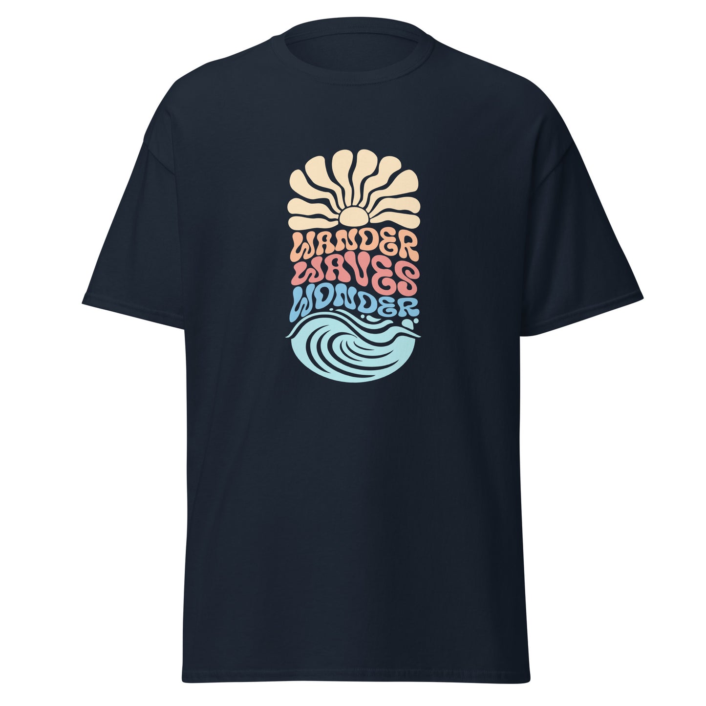 Casual Graphic T-Shirts Featuring Abstract Wave Patterns