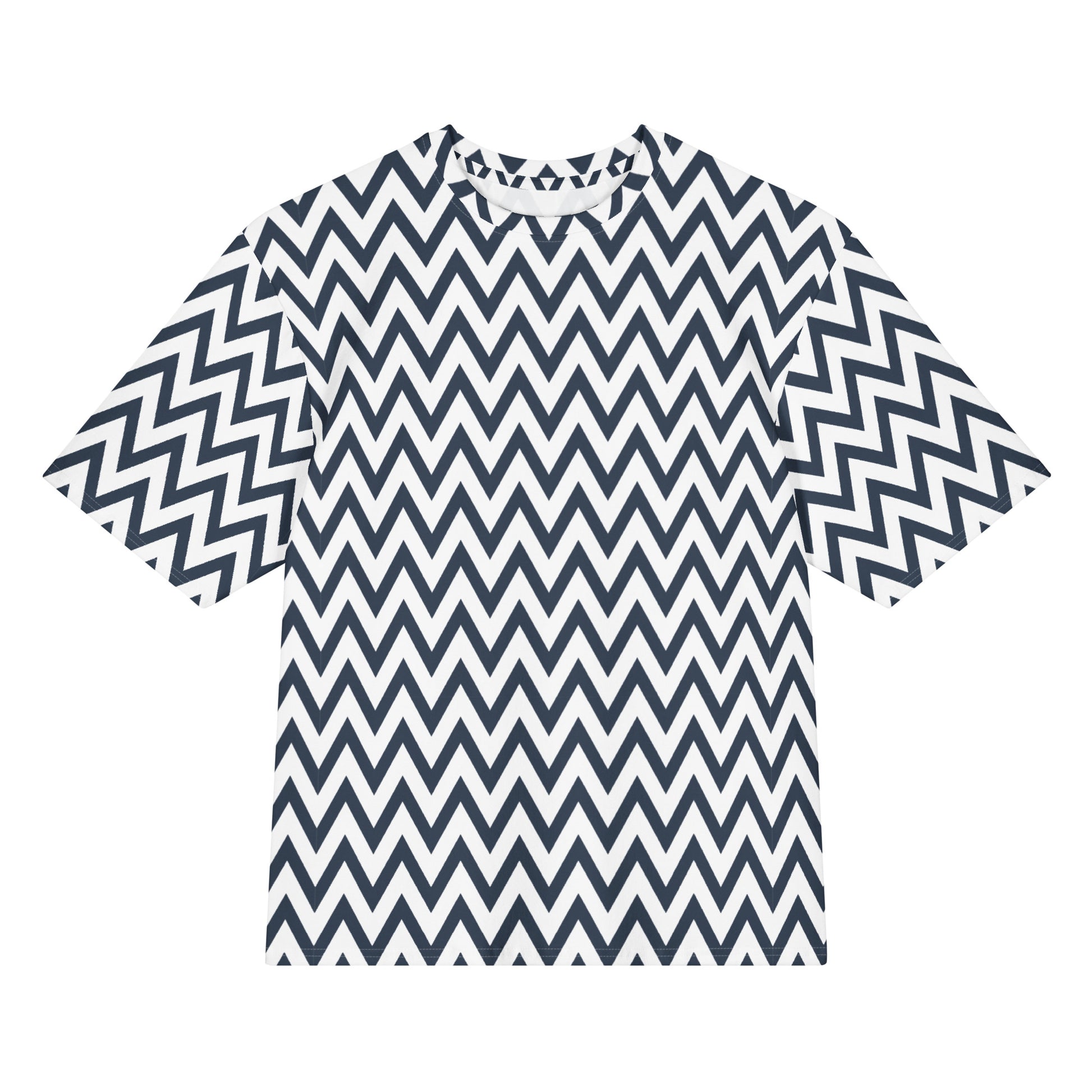 Chevron Zigzag Geometric Oversized Cotton T-Shirt
