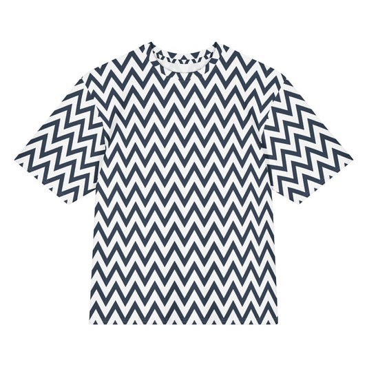 Chevron Zigzag Geometric Oversized Cotton T-Shirt