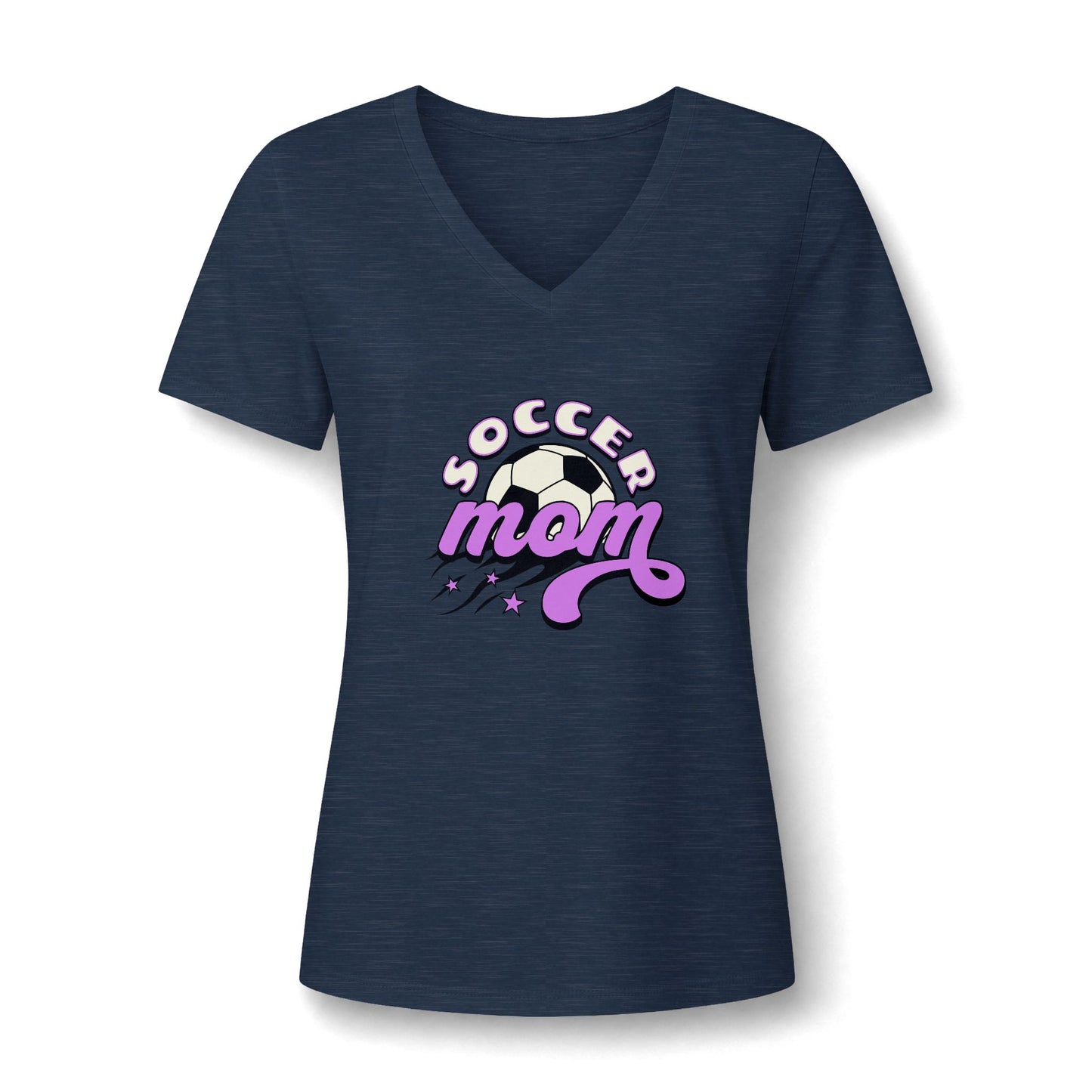 Chic Bold Soccer Mom Graphic Women's V-Neck T-Shirt for Casual Wear