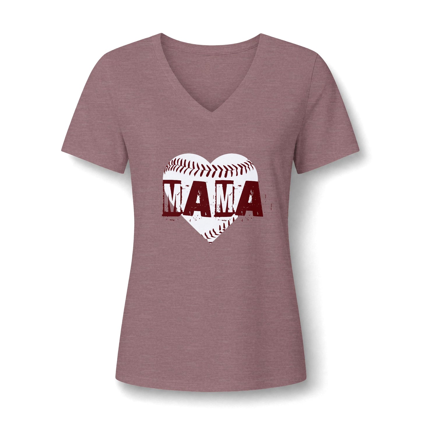 Comfortable Baseball MAMA Graphic Women's V-Neck T-Shirt