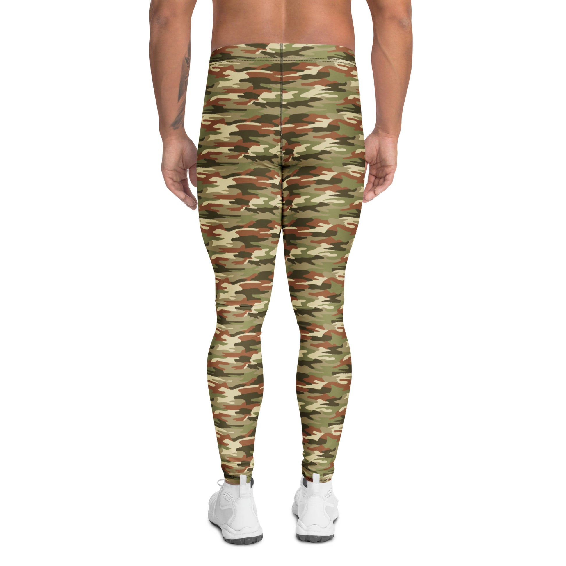 Comfortable Bold Desert Camouflage Print Men's Athletic Leggings for Activewear
