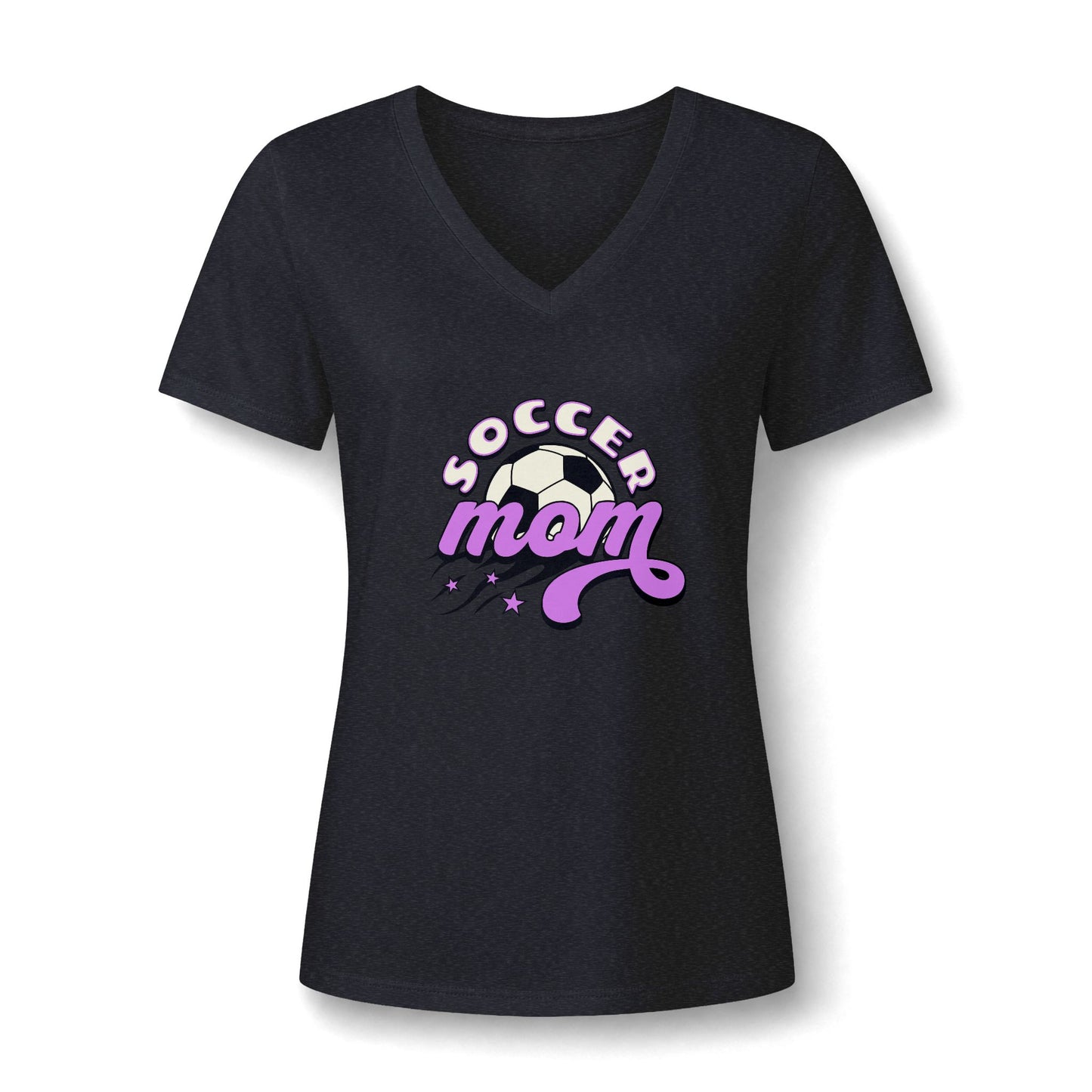 Comfortable Bold Soccer Mom Graphic Women's V-Neck T-Shirt for Casual Wear