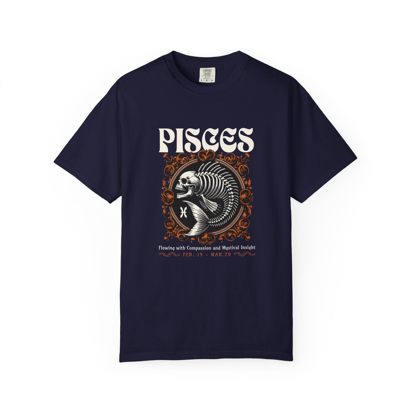 Comfortable Bold Zodiac Skull Pisces Sign T-Shirt for Casual Wear