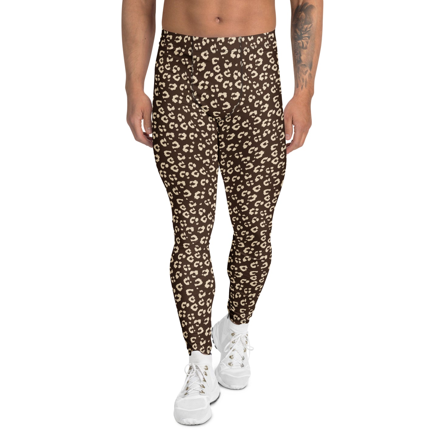 Comfortable Brown Leopard Print Leggings for Men's Workout Sessions
