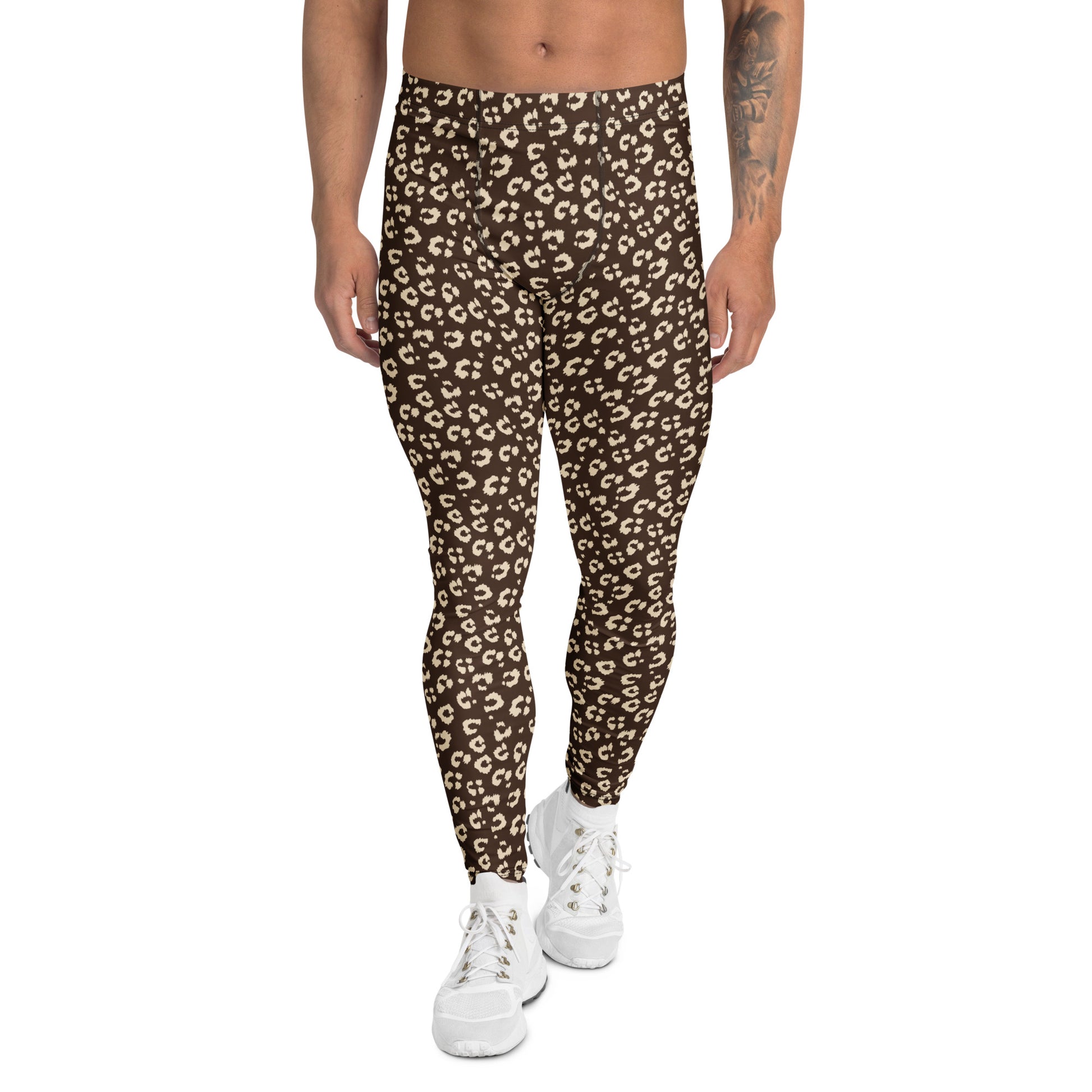 Comfortable Brown Leopard Print Leggings for Men's Workout Sessions