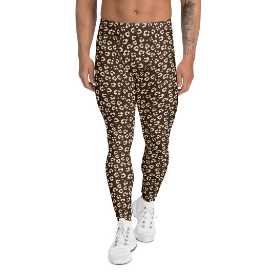 Comfortable Brown Leopard Print Leggings for Men's Workout Sessions