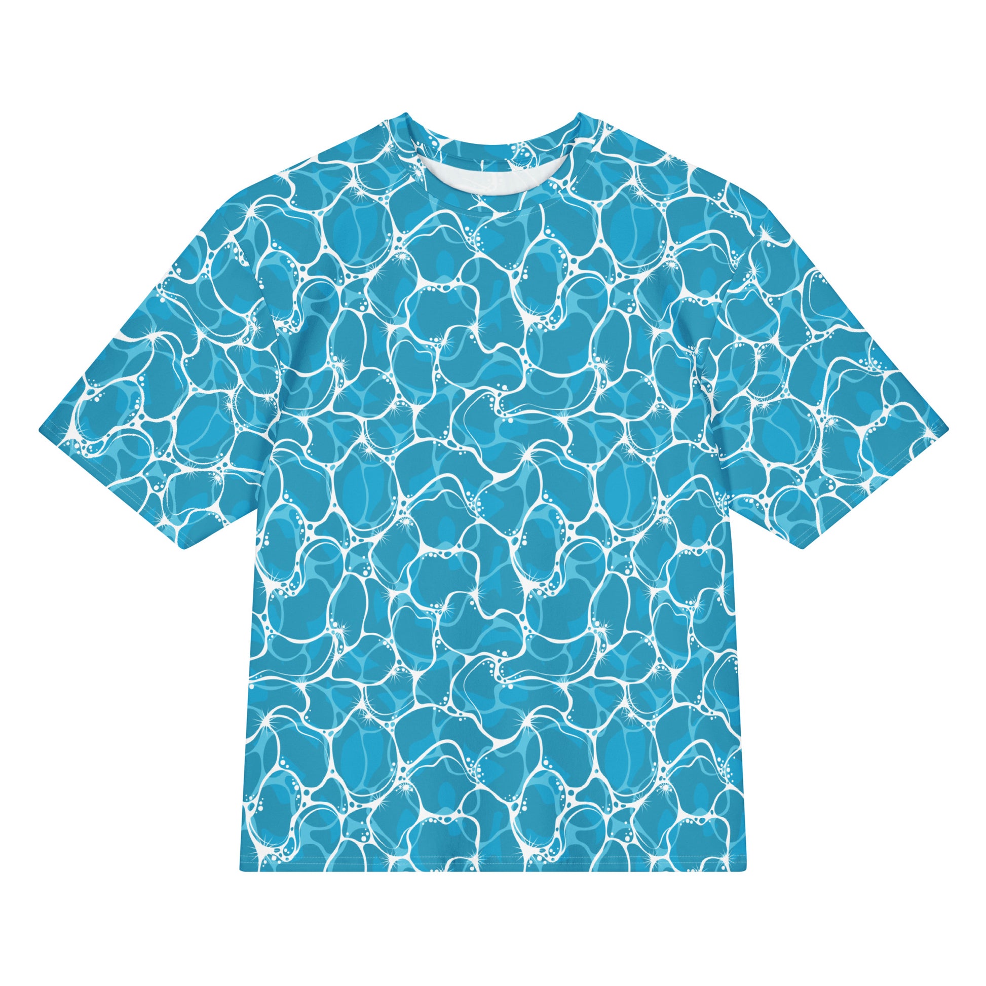 Comfortable Oversized Cotton T-Shirt Featuring Tropical Water Patterns