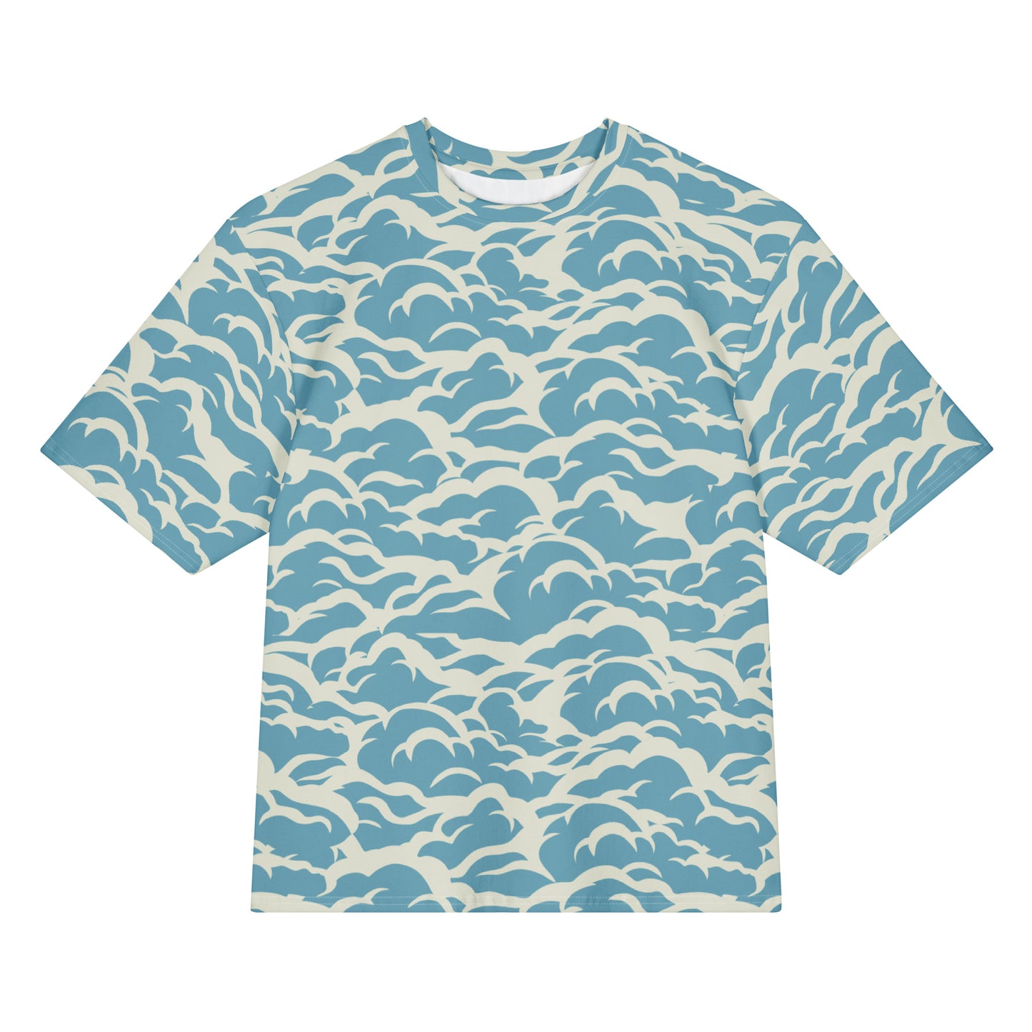 Comfortable Oversized Cotton T-Shirt in Sea Waves for Casual Wear