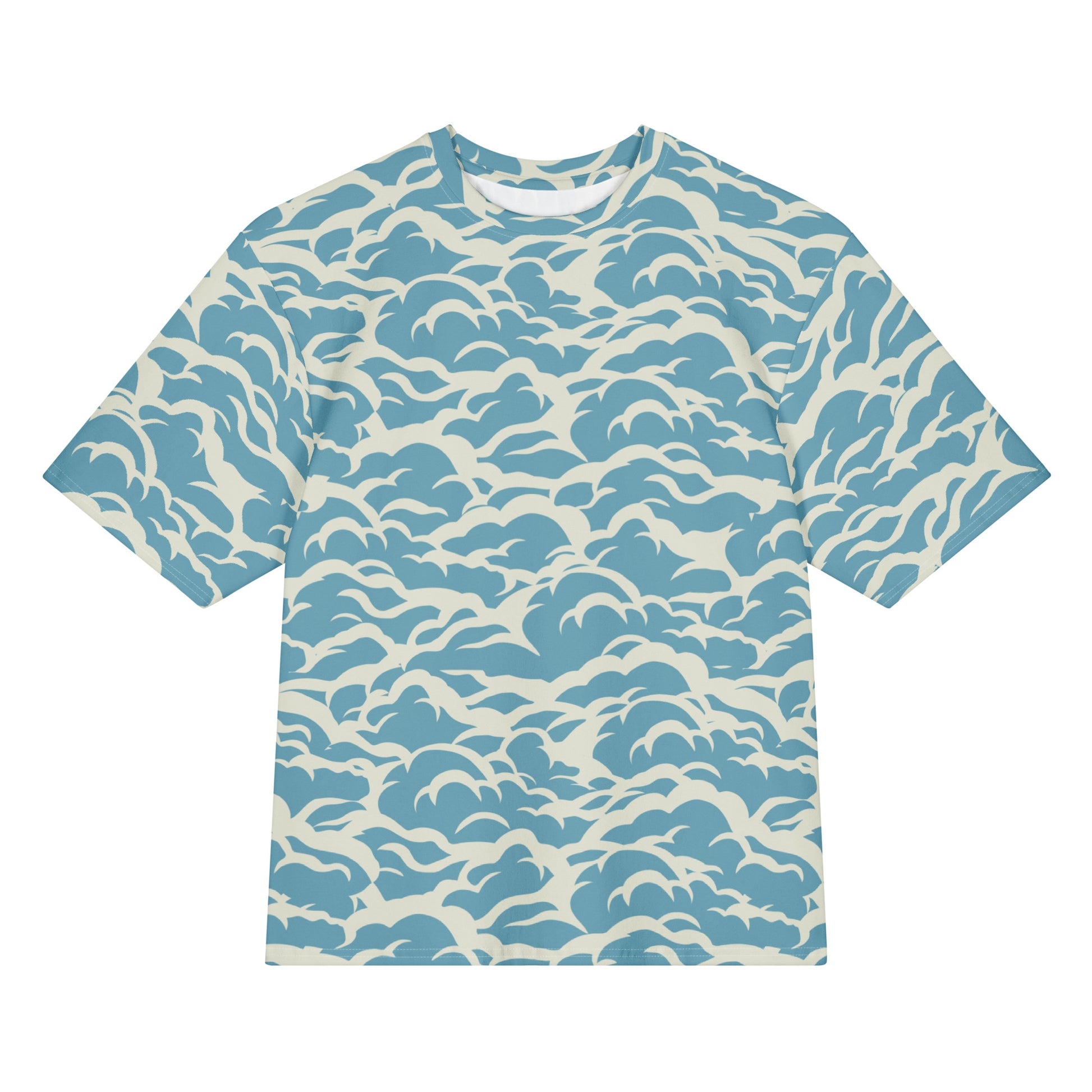 Comfortable Oversized Cotton T-Shirt in Sea Waves for Casual Wear
