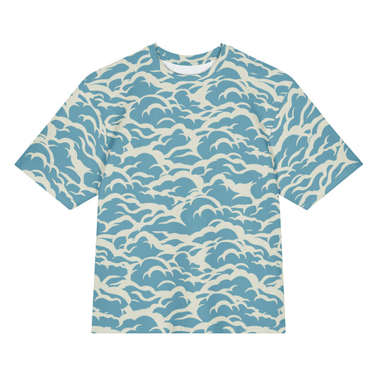 Comfortable Oversized Cotton T-Shirt in Sea Waves for Casual Wear