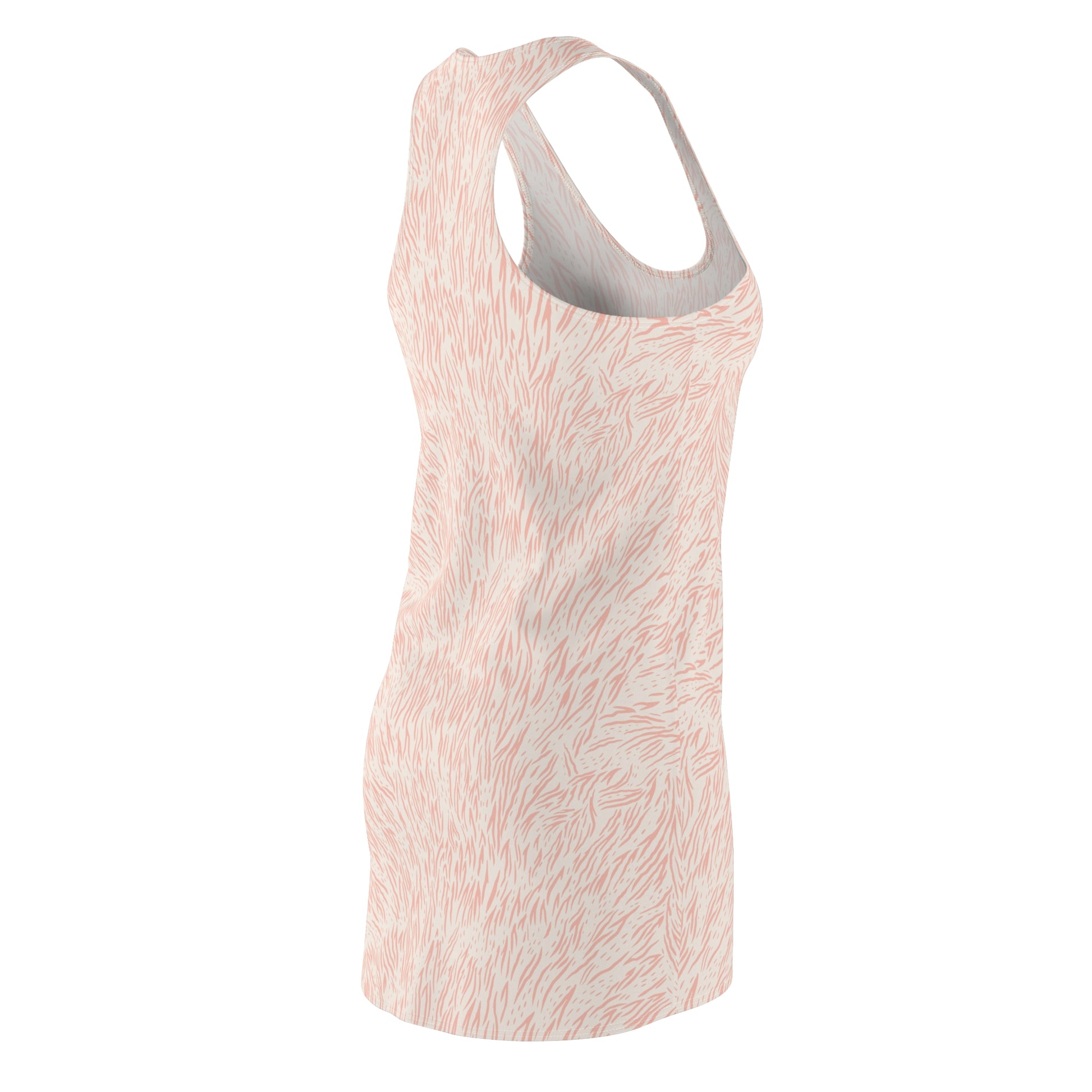 A sleeveless racerback tank top with a textured, abstract brushstroke pattern in light pink and white, shown on a plain white background. Contemporary Chic Pink Pastel Animal Print Women's Summer Dress Casual Wear