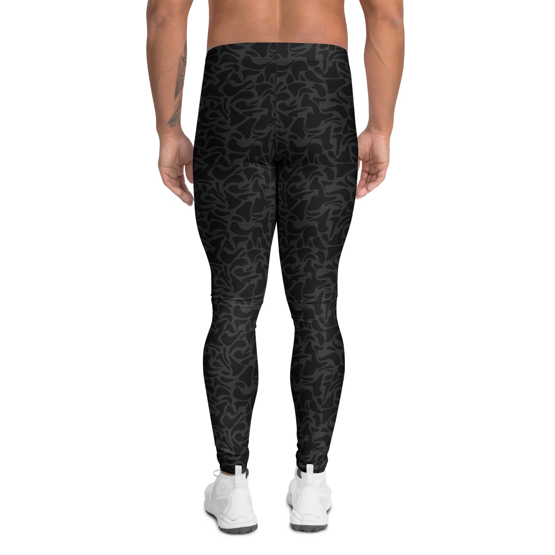 Contemporary Dark Wavy Stones Print on Minimalist Men's Leggings