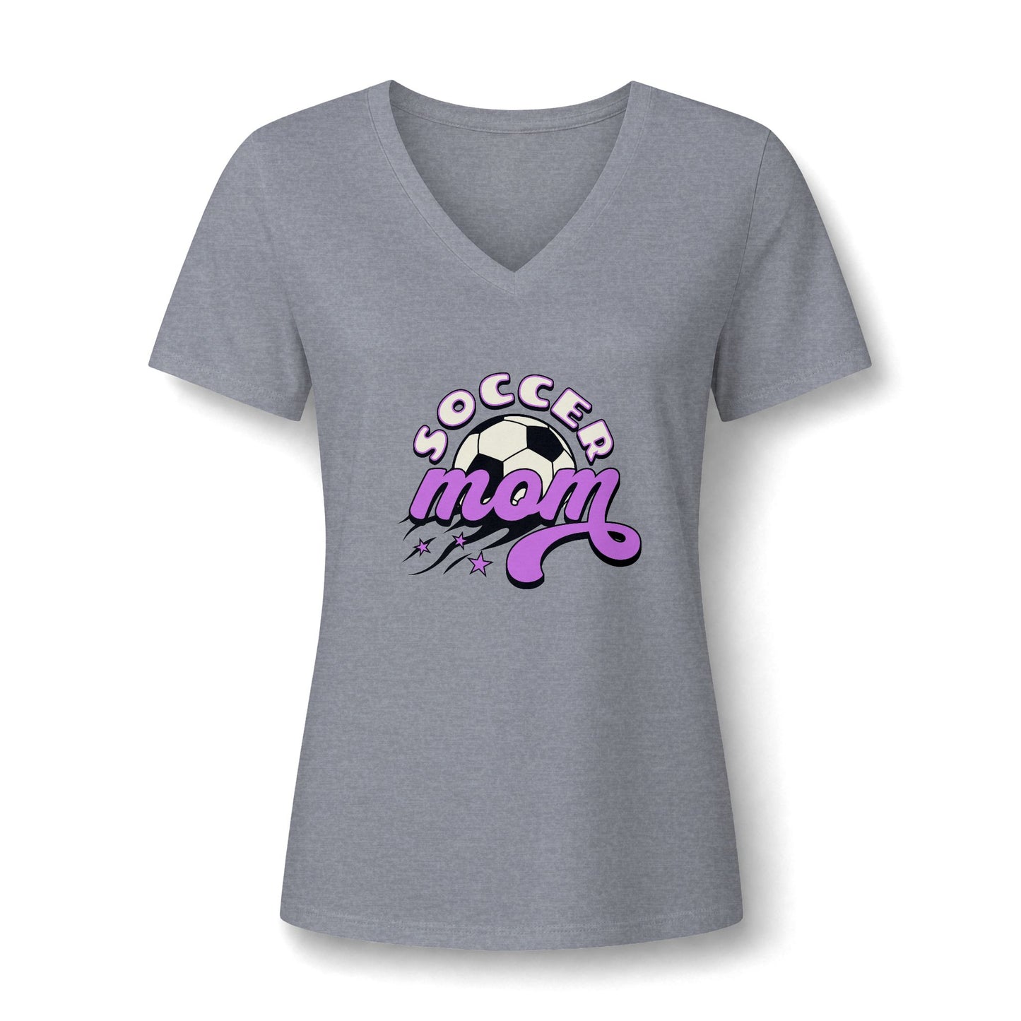 Cozy Fashionable Bold Soccer Mom Graphic Women's V-Neck T-Shirt for Casual Wear