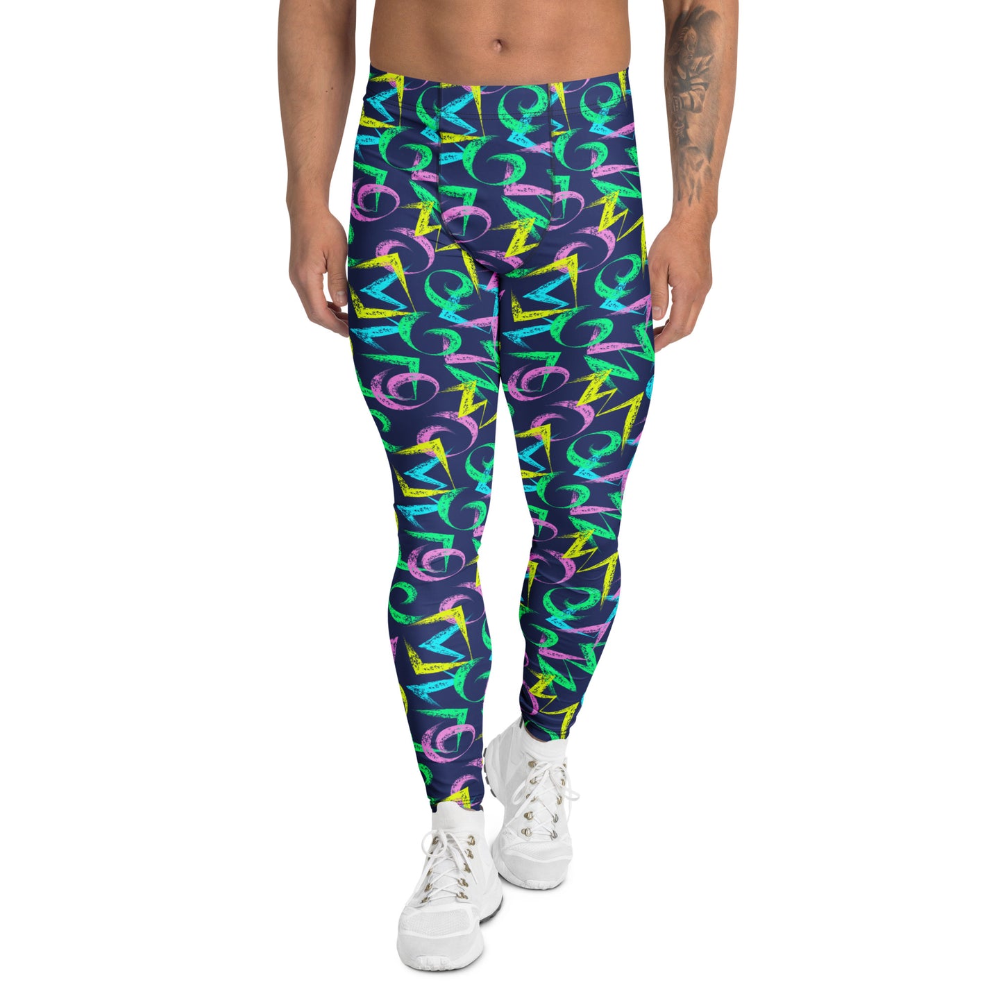 Edgy Bold Grunge Paint Strokes Men's Leggings for Active Wear