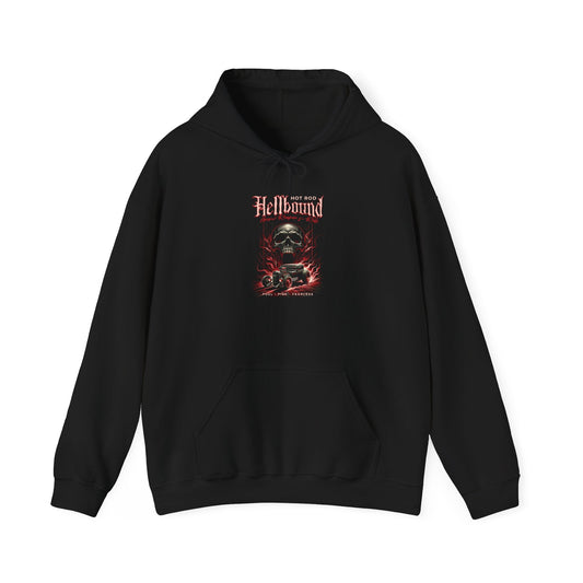 Edgy Gothic Pullover Hoodie with Hot Rod Skull