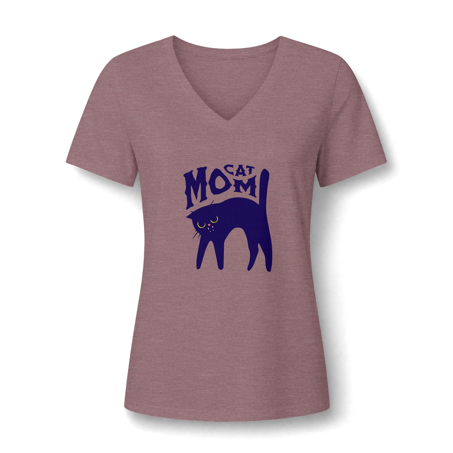 Elegant Bold Women's Cat Mom V-Neck T-Shirt for Casual Wear