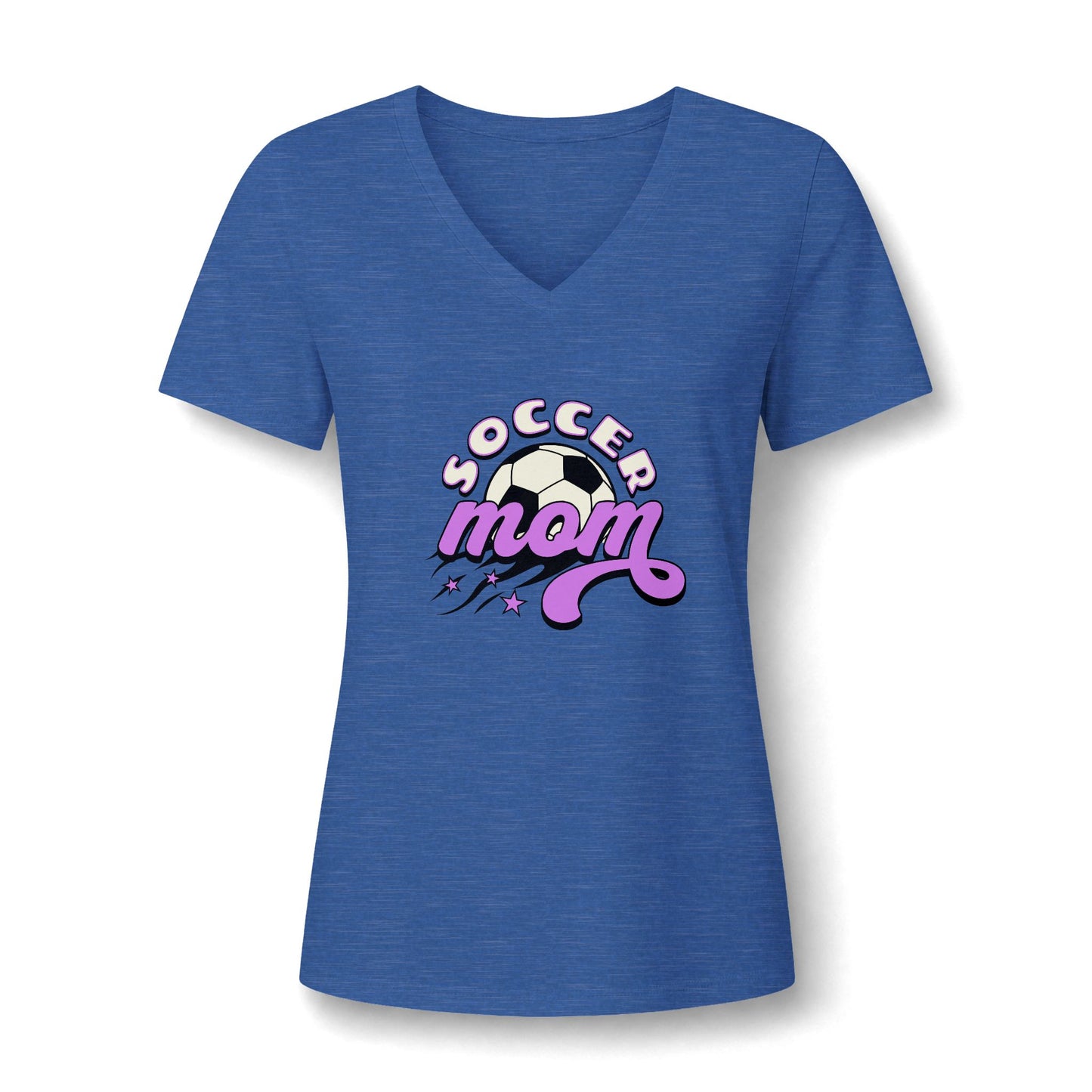 Eye-Catching Bold Soccer Mom Graphic Women's V-Neck T-Shirt for Casual Wear