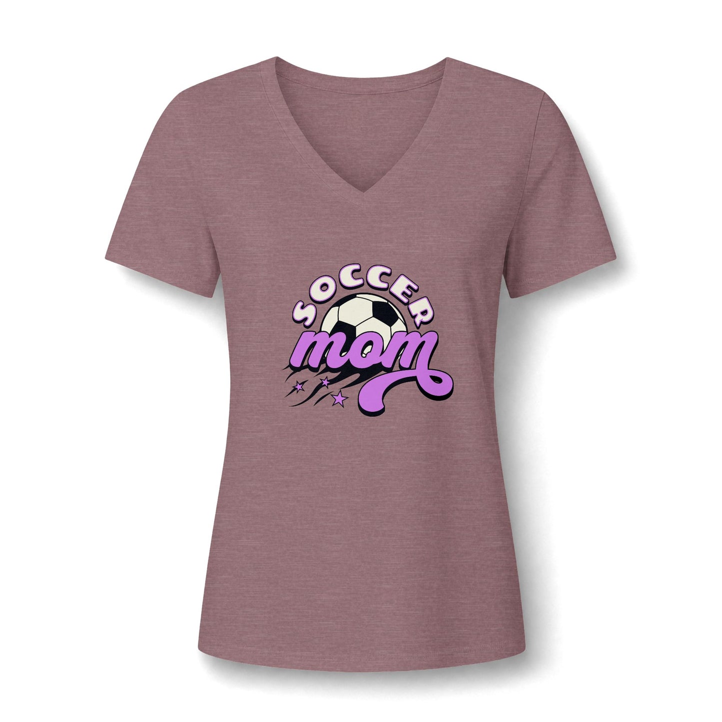 Fashionable Bold Soccer Mom Graphic Women's V-Neck T-Shirt for Casual Wear