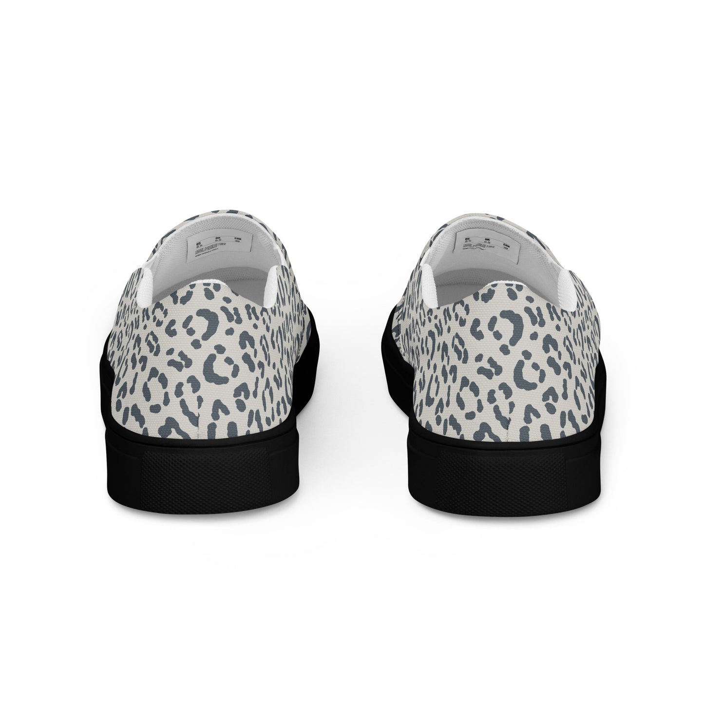 Gray Canvas Shoes with Eye-Catching Leopard Print