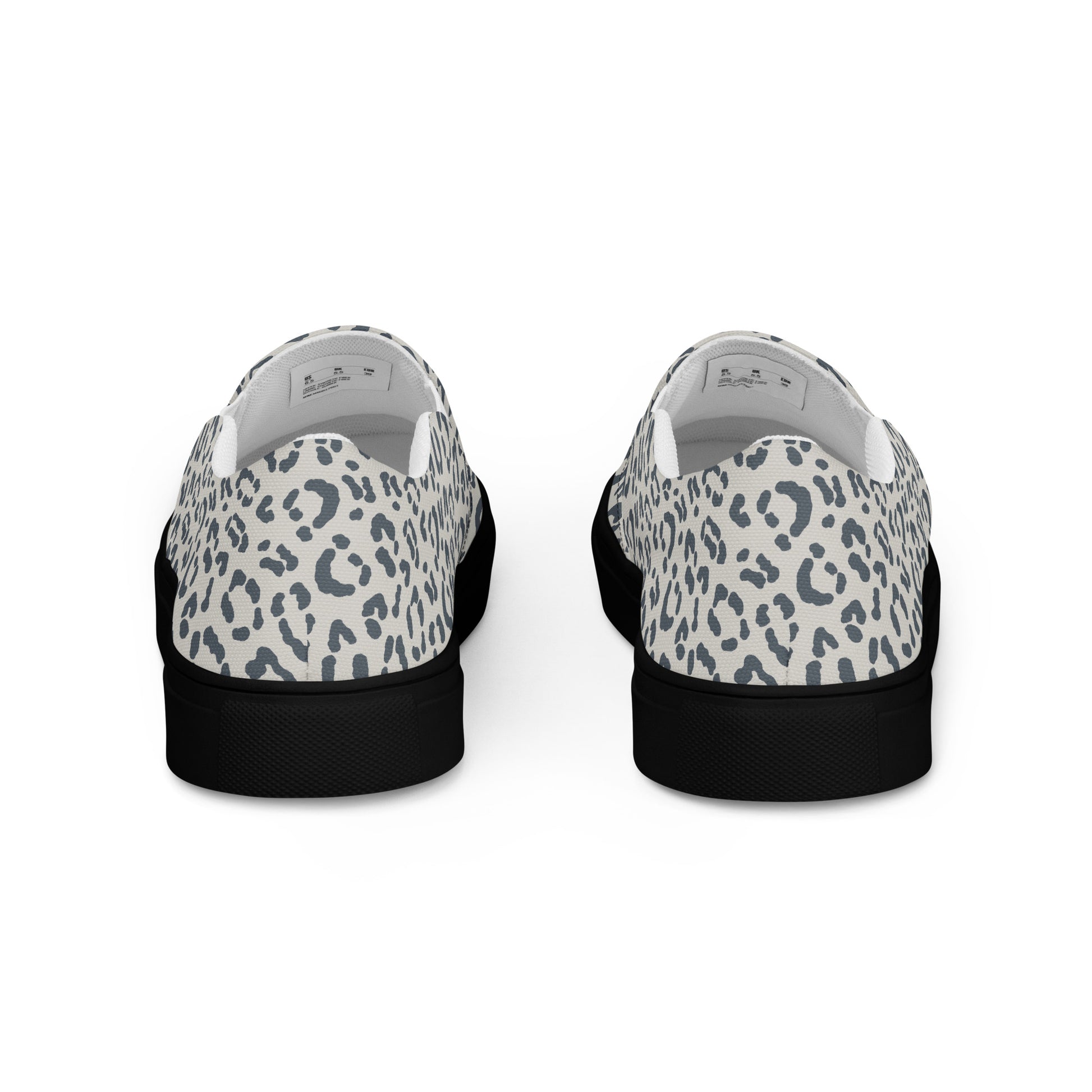 Gray Canvas Shoes with Eye-Catching Leopard Print