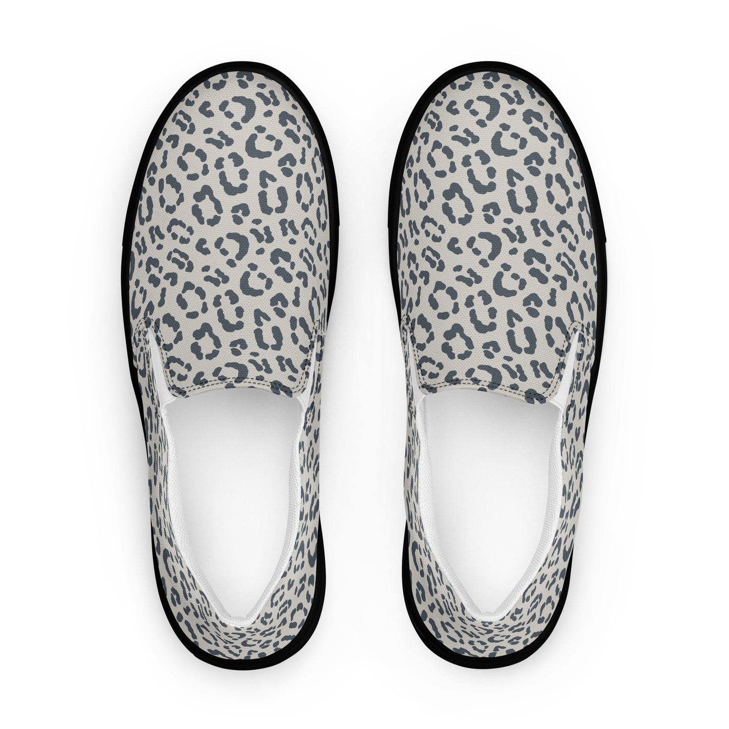 Gray Leopard Print Men's Slip-On Canvas Shoes