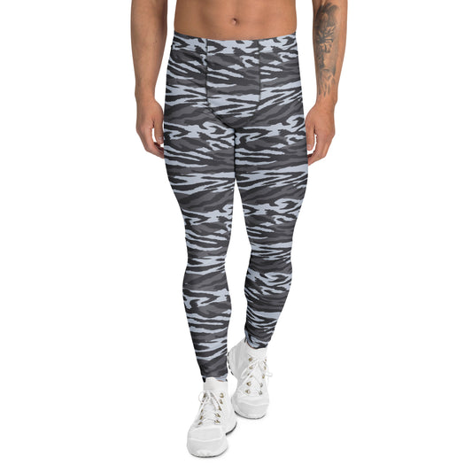 Gray Tiger Stripes Camouflage Men's Leggings