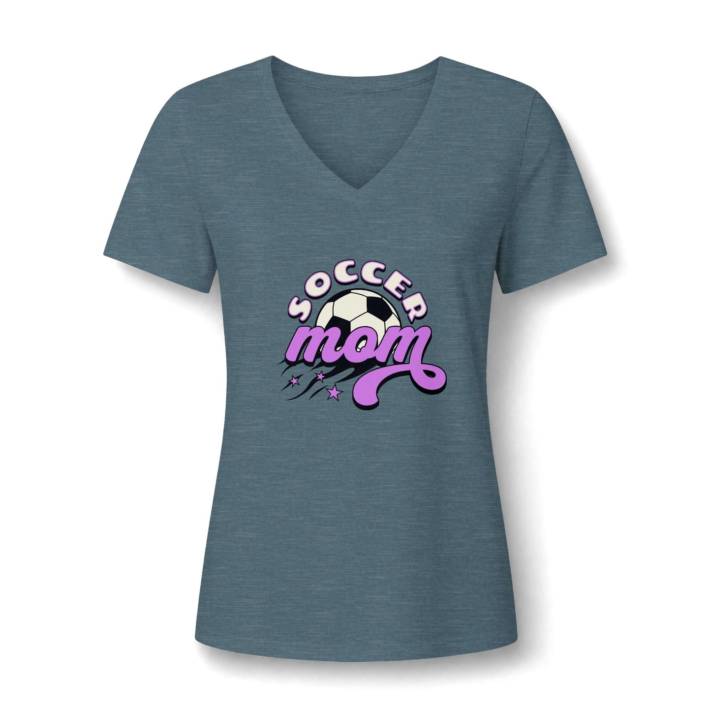 Lightweight Bold Soccer Mom Graphic Women's V-Neck T-Shirt for Casual Wear