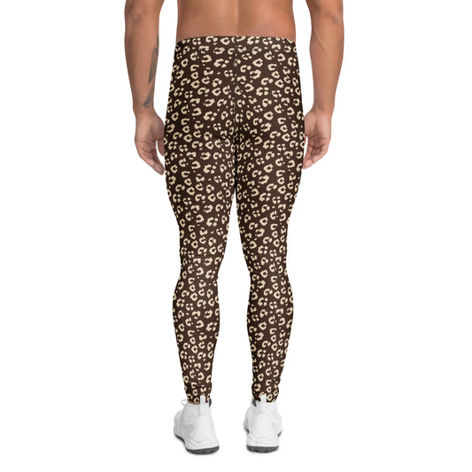 Men's Activewear: Brown Leopard Print Leggings for Comfort and Style