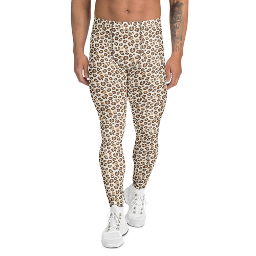 Men's Leggings with Eye-Catching Brown Leopard Print Comfort Fit