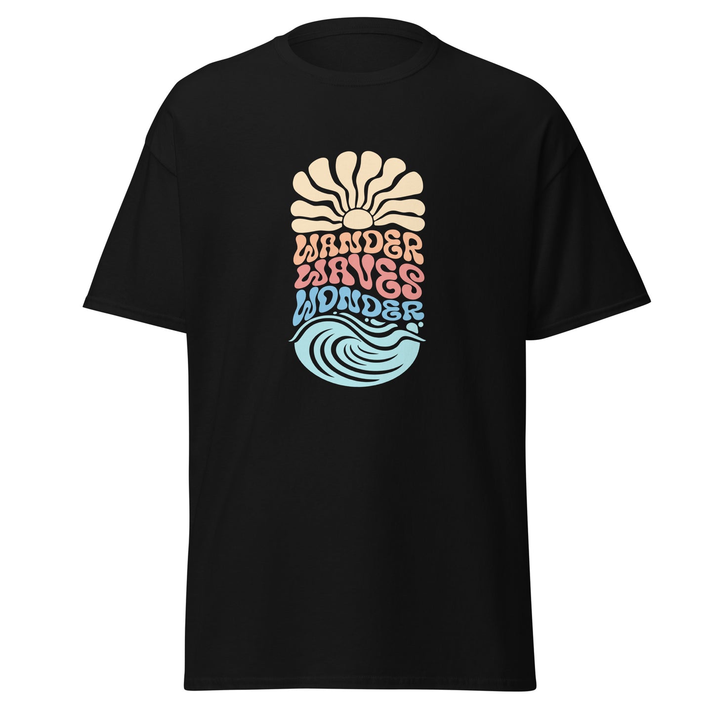 Minimalist Waves Wander Wonder Graphic T-Shirt Casual Wear