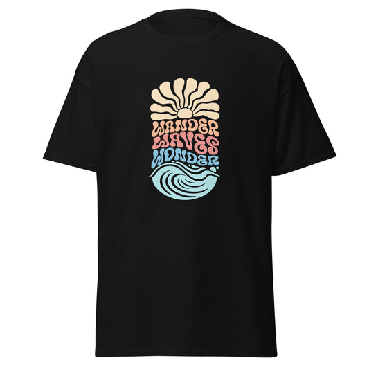 Minimalist Waves Wander Wonder Graphic T-Shirt Casual Wear