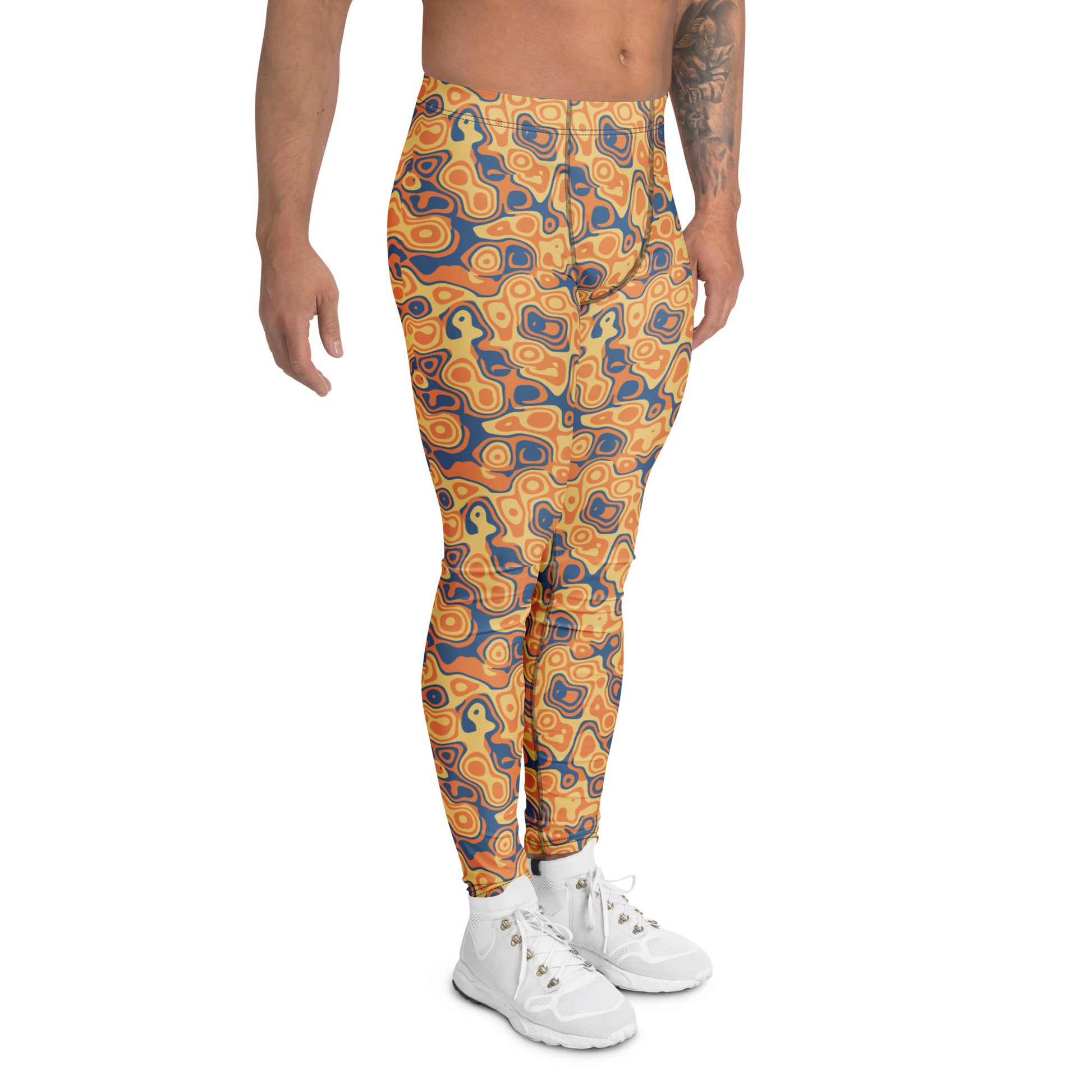 Modern Comfortable Bold Retro Rounded Fluid Shapes Men's Athletic Leggings