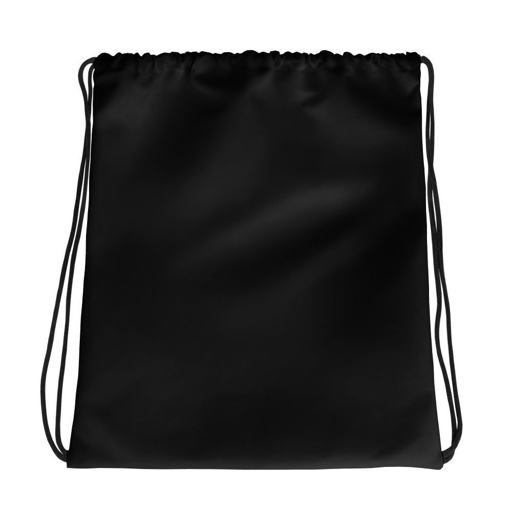 Black drawstring bag on a white background Modern Minimalist Solid Black Lightweight Drawstring Bag