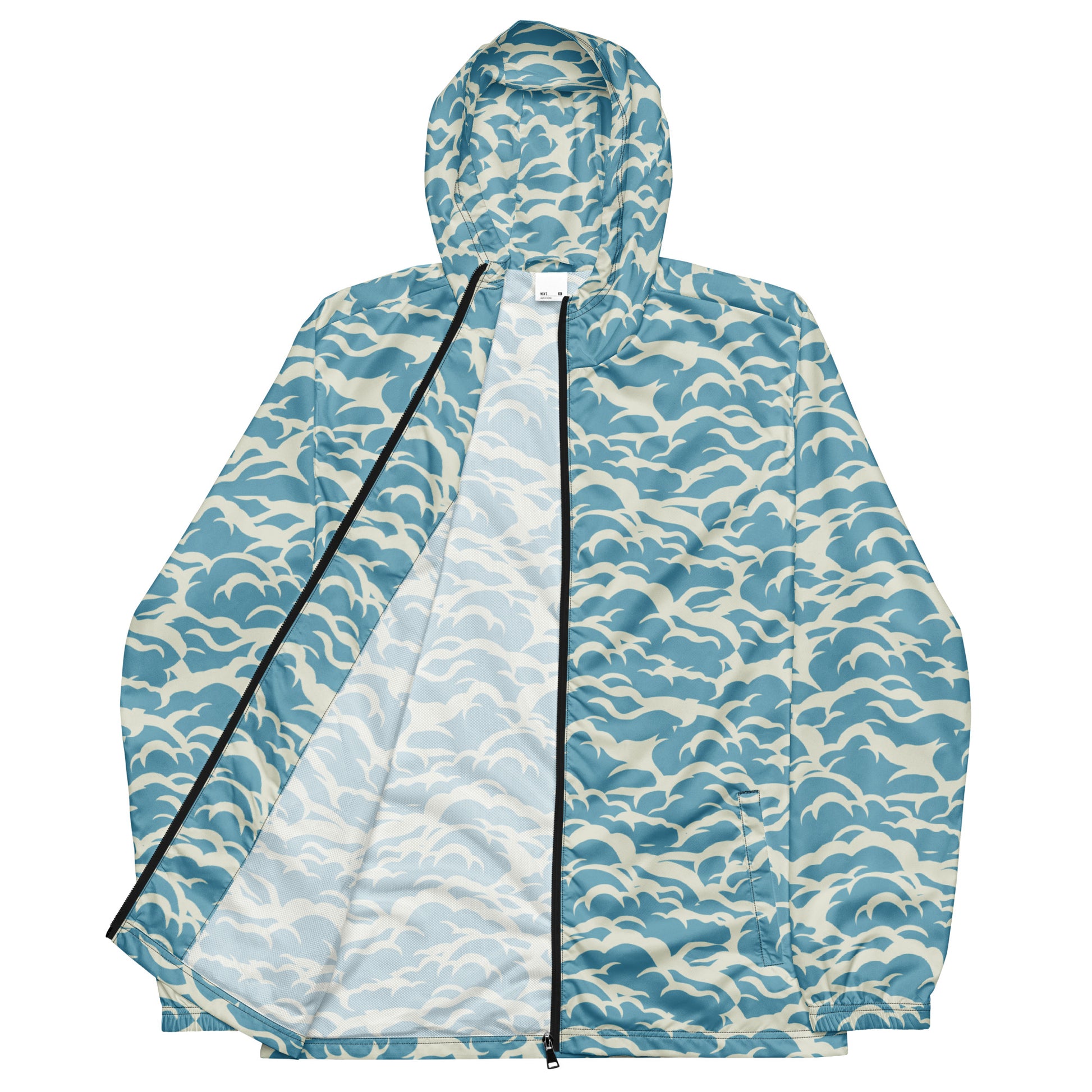 Modern Ocean Waves Design Men's Windbreaker