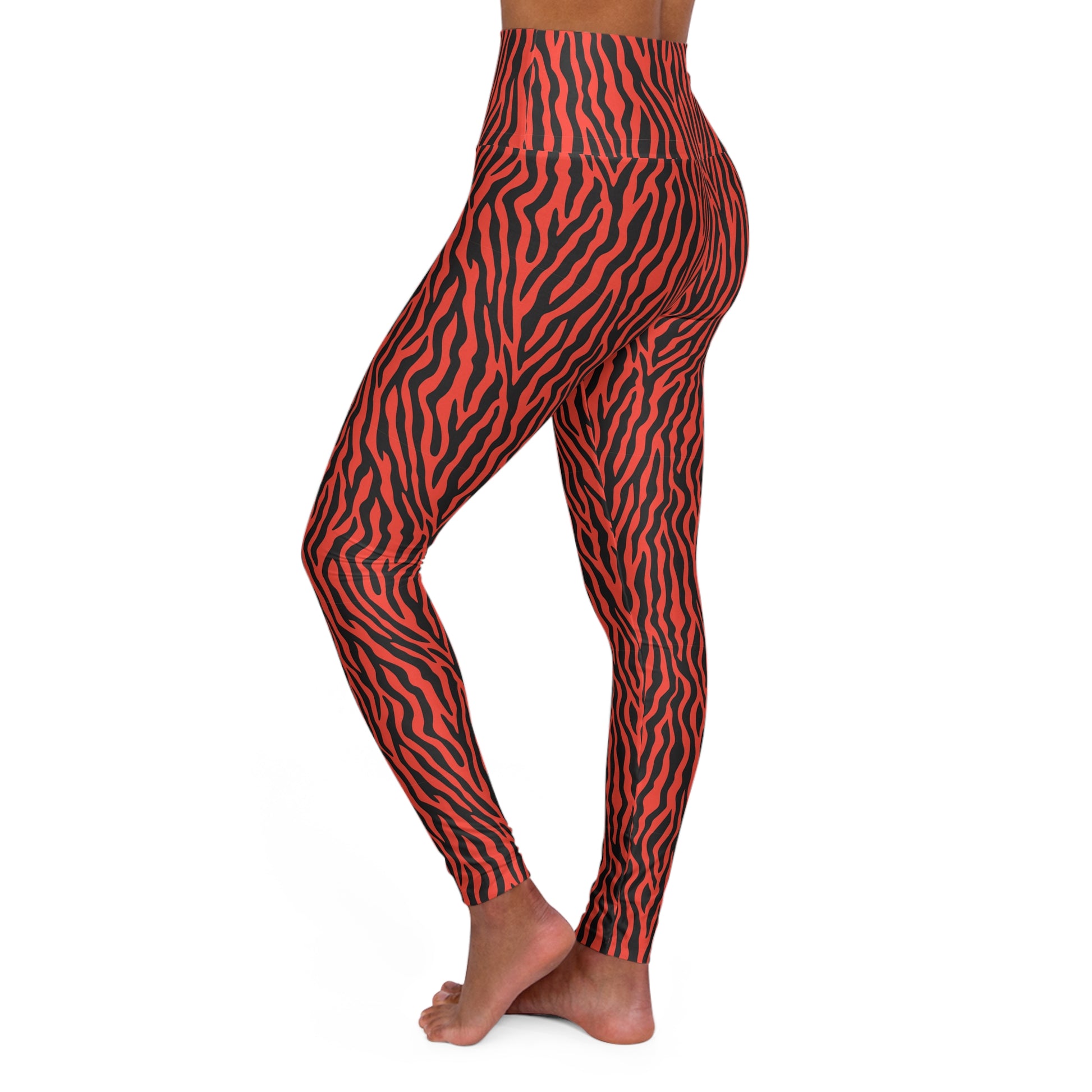 Sleek and Supportive Tiger Stripe Yoga Leggings