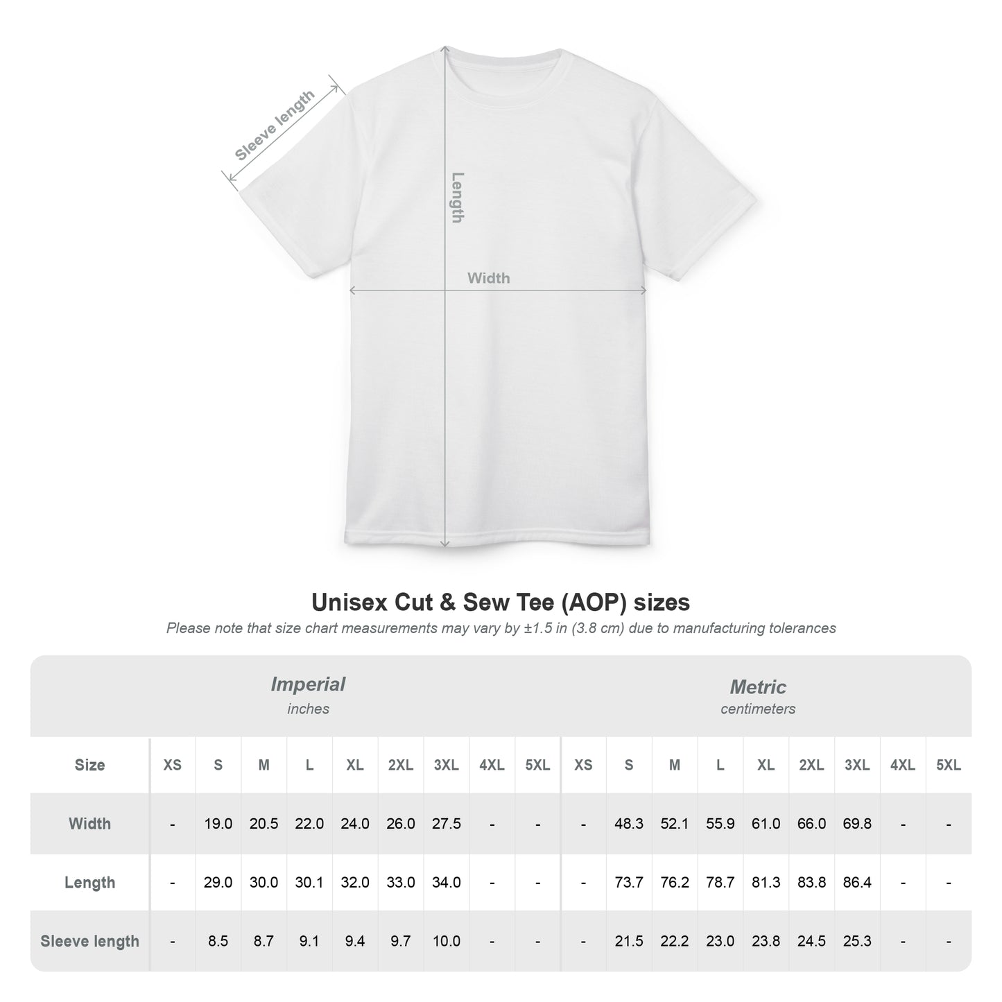 White t-shirt with measurements and size chart on a white background Stylish Bold Black Leopard Print T-Shirt for Casual Wear