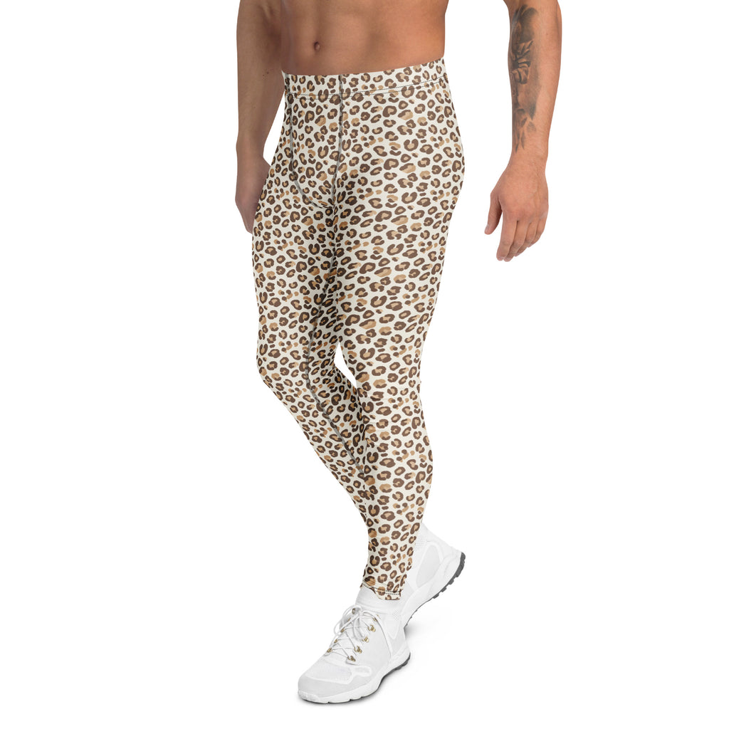 Stylish Bold Brown Leopard Print Men's Leggings